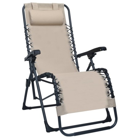 vidaXL Klappbarer Liegestuhl Creme Textilene