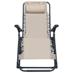 vidaXL Klappbarer Liegestuhl Creme Textilene