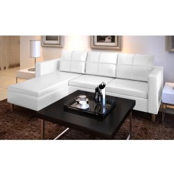 vidaXL Modulsofa 3-Sitzer Kunstleder Weiß 