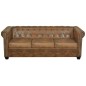 vidaXL Chesterfield-Sofa 3-Sitzer Kunstleder Braun vidaXL Chesterfield-Sofa 3-Sitzer Kunstleder Braun