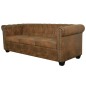 vidaXL Chesterfield-Sofa 3-Sitzer Kunstleder Braun vidaXL Chesterfield-Sofa 3-Sitzer Kunstleder Braun