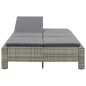 vidaXL 2-Personen-Sonnenliege mit Auflage Grau Poly Rattan vidaXL 2-Personen-Sonnenliege mit Auflage Grau Poly Rattan