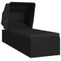 vidaXL Sonnenliege mit Sonnenschutz und Auflage Poly Rattan Schwarz vidaXL Sonnenliege mit Sonnenschutz und Auflage Poly Rattan Schwarz