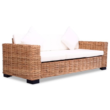 vidaXL 3-Sitzer-Sofa Natürliches Rattan  