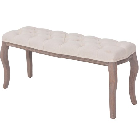 vidaXL Bank Leinen Massivholz 110 x 38 x 48 cm Cremeweiß