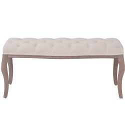 vidaXL Bank Leinen Massivholz 110 x 38 x 48 cm Cremeweiß