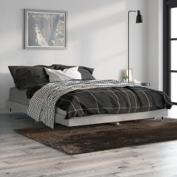 vidaXL Bettgestell Betongrau 135x190 cm Holzwerkstoff