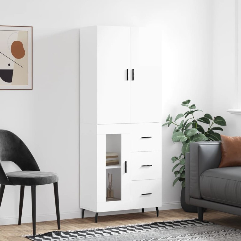 vidaXL Highboard Hochglanz-Weiß 69,5x34x180 cm Holzwerkstoff vidaXL Highboard Hochglanz-Weiß 69,5x34x180 cm Holzwerkstoff