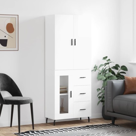 vidaXL Highboard Hochglanz-Weiß 69,5x34x180 cm Holzwerkstoff