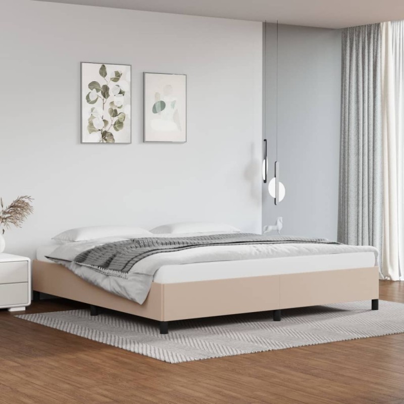 vidaXL Bettgestell Cappuccino-Braun 200x200 cm Kunstleder vidaXL Bettgestell Cappuccino-Braun 200x200 cm Kunstleder