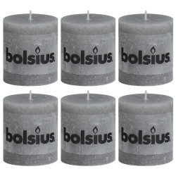 Bolsius Rustikale Stumpenkerzen 6 Stk. 80 x 68 mm Hellgrau