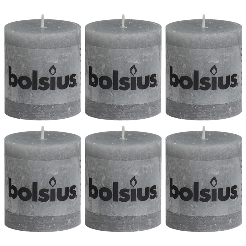 Bolsius Rustikale Stumpenkerzen 6 Stk. 80 x 68 mm Hellgrau Bolsius Rustikale Stumpenkerzen 6 Stk. 80 x 68 mm Hellgrau