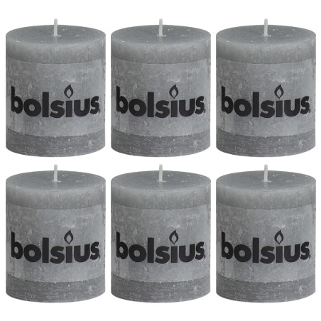 Bolsius Rustikale Stumpenkerzen 6 Stk. 80 x 68 mm Hellgrau