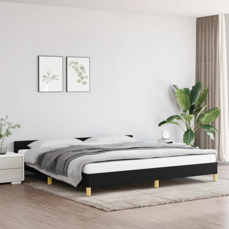 Bettgestell mit Kopfteil Schwarz 200x200 cm Stoff Bettgestell mit Kopfteil Schwarz 200x200 cm Stoff