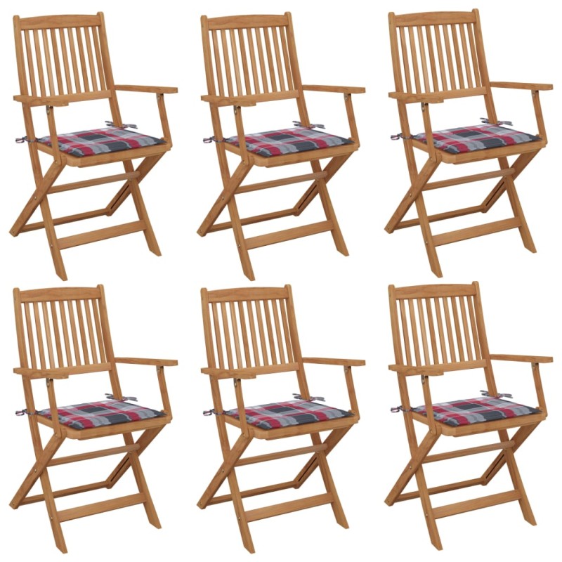 vidaXL Klappbare Gartenstühle 6 Stk. mit Kissen Massivholz Akazie vidaXL Klappbare Gartenstühle 6 Stk. mit Kissen Massivholz Akazie