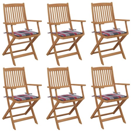 vidaXL Klappbare Gartenstühle 6 Stk. mit Kissen Massivholz Akazie