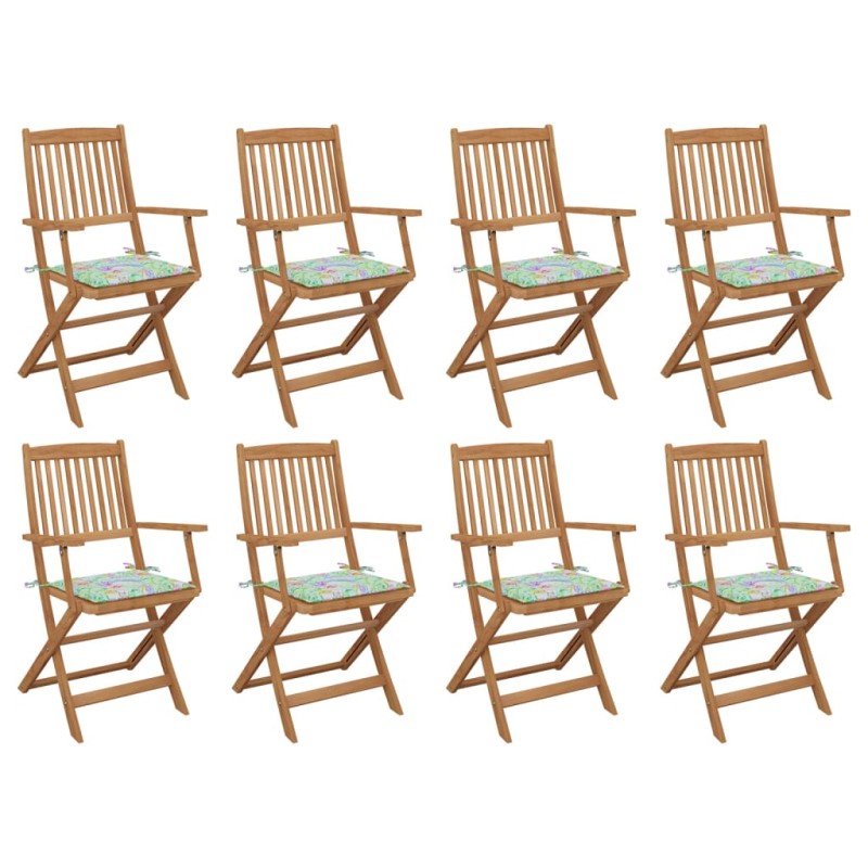 vidaXL Klappbare Gartenstühle mit Kissen 8 Stk. Massivholz Akazie vidaXL Klappbare Gartenstühle mit Kissen 8 Stk. Massivholz Akazie