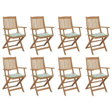 vidaXL Klappbare Gartenstühle mit Kissen 8 Stk. Massivholz Akazie