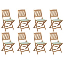 vidaXL Klappbare Gartenstühle mit Kissen 8 Stk. Massivholz Akazie