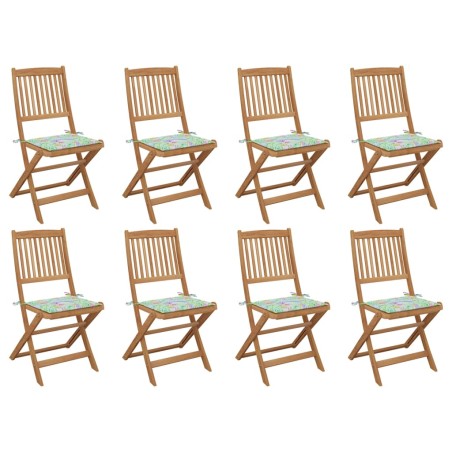 vidaXL Klappbare Gartenstühle mit Kissen 8 Stk. Massivholz Akazie