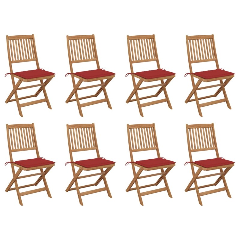 vidaXL Klappbare Gartenstühle mit Kissen 8 Stk. Massivholz Akazie vidaXL Klappbare Gartenstühle mit Kissen 8 Stk. Massivholz Akazie