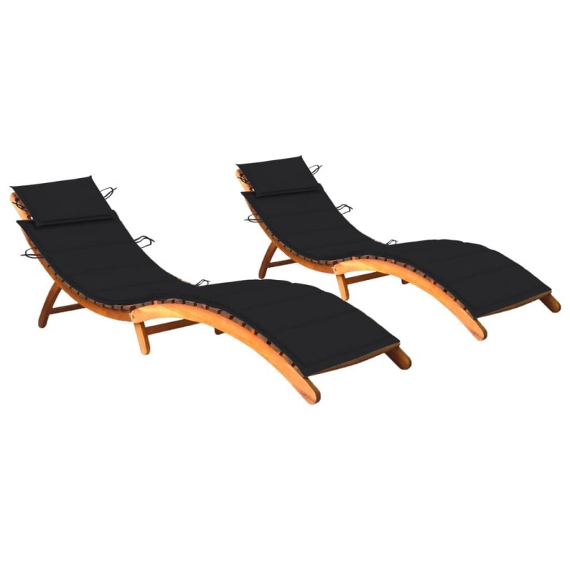 vidaXL Sonnenliegen 2 Stk. mit Auflagen Massivholz Akazie vidaXL Sonnenliegen 2 Stk. mit Auflagen Massivholz Akazie