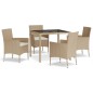 vidaXL 5-tlg. Garten-Essgruppe mit Kissen Beige Poly Rattan vidaXL 5-tlg. Garten-Essgruppe mit Kissen Beige Poly Rattan
