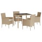 vidaXL 5-tlg. Garten-Essgruppe mit Kissen Beige Poly Rattan vidaXL 5-tlg. Garten-Essgruppe mit Kissen Beige Poly Rattan