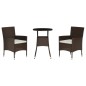 vidaXL 3-tlg. Garten-Bistro-Set mit Kissen Braun Poly Rattan vidaXL 3-tlg. Garten-Bistro-Set mit Kissen Braun Poly Rattan
