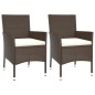 vidaXL 3-tlg. Garten-Bistro-Set mit Kissen Braun Poly Rattan vidaXL 3-tlg. Garten-Bistro-Set mit Kissen Braun Poly Rattan