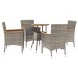 vidaXL 5-tlg. Garten-Bistro-Set mit Kissen Grau Poly Rattan vidaXL 5-tlg. Garten-Bistro-Set mit Kissen Grau Poly Rattan