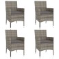 vidaXL 5-tlg. Garten-Bistro-Set mit Kissen Grau Poly Rattan vidaXL 5-tlg. Garten-Bistro-Set mit Kissen Grau Poly Rattan