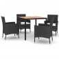 vidaXL 5-tlg. Garten-Essgruppe mit Kissen Schwarz Poly Rattan vidaXL 5-tlg. Garten-Essgruppe mit Kissen Schwarz Poly Rattan