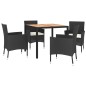 vidaXL 5-tlg. Garten-Essgruppe mit Kissen Schwarz Poly Rattan vidaXL 5-tlg. Garten-Essgruppe mit Kissen Schwarz Poly Rattan