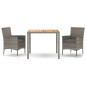 vidaXL 3-tlg. Garten-Essgruppe mit Kissen Grau Poly Rattan vidaXL 3-tlg. Garten-Essgruppe mit Kissen Grau Poly Rattan
