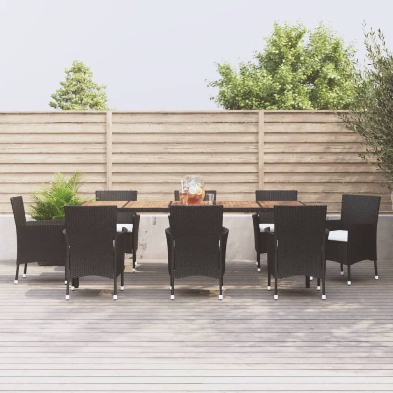 vidaXL 9-tlg. Garten-Essgruppe mit Kissen Schwarz Poly Rattan vidaXL 9-tlg. Garten-Essgruppe mit Kissen Schwarz Poly Rattan