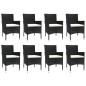 vidaXL 9-tlg. Garten-Essgruppe mit Kissen Schwarz Poly Rattan vidaXL 9-tlg. Garten-Essgruppe mit Kissen Schwarz Poly Rattan