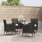 vidaXL 5-tlg. Garten-Bistro-Set mit Kissen Schwarz Poly Rattan vidaXL 5-tlg. Garten-Bistro-Set mit Kissen Schwarz Poly Rattan