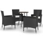 vidaXL 5-tlg. Garten-Bistro-Set mit Kissen Schwarz Poly Rattan vidaXL 5-tlg. Garten-Bistro-Set mit Kissen Schwarz Poly Rattan