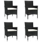 vidaXL 5-tlg. Garten-Bistro-Set mit Kissen Schwarz Poly Rattan vidaXL 5-tlg. Garten-Bistro-Set mit Kissen Schwarz Poly Rattan