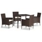 vidaXL 5-tlg. Garten-Essgruppe mit Kissen Braun Poly Rattan vidaXL 5-tlg. Garten-Essgruppe mit Kissen Braun Poly Rattan