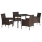 vidaXL 5-tlg. Garten-Essgruppe mit Kissen Braun Poly Rattan vidaXL 5-tlg. Garten-Essgruppe mit Kissen Braun Poly Rattan