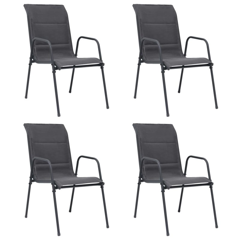 vidaXL Stapelbare Gartenstühle 4 Stk. Stahl und Textiline Anthrazit vidaXL Stapelbare Gartenstühle 4 Stk. Stahl und Textiline Anthrazit