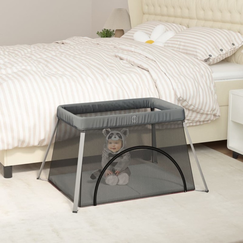 vidaXL Baby-Laufstall mit Matratze Dunkelgrau Leinenstoff vidaXL Baby-Laufstall mit Matratze Dunkelgrau Leinenstoff