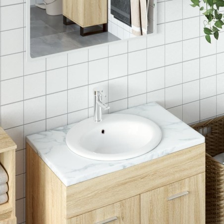vidaXL Waschbecken Weiß 52x46x20 cm Oval Keramik