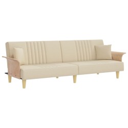 vidaXL Schlafsofa mit Armlehnen Creme Stoff