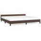 Bettgestell mit Kopfteil Braun 200x200 cm Kunstleder Bettgestell mit Kopfteil Braun 200x200 cm Kunstleder