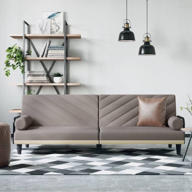 vidaXL Schlafsofa mit Armlehnen Taupe Stoff vidaXL Schlafsofa mit Armlehnen Taupe Stoff