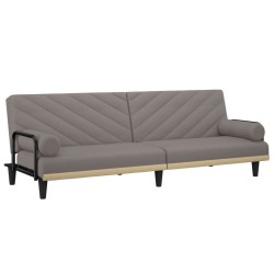 vidaXL Schlafsofa mit Armlehnen Taupe Stoff
