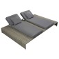 vidaXL Doppel-Sonnenliege mit Auflage Poly Rattan Grau vidaXL Doppel-Sonnenliege mit Auflage Poly Rattan Grau